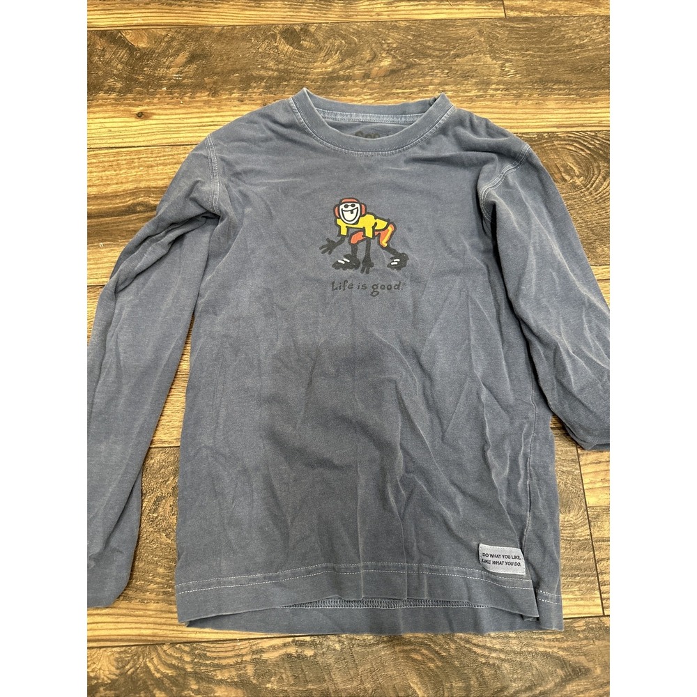 Life is Good Boys Long Sleeve Graphic Tee Jake Rollerblading Blue Small 6-8